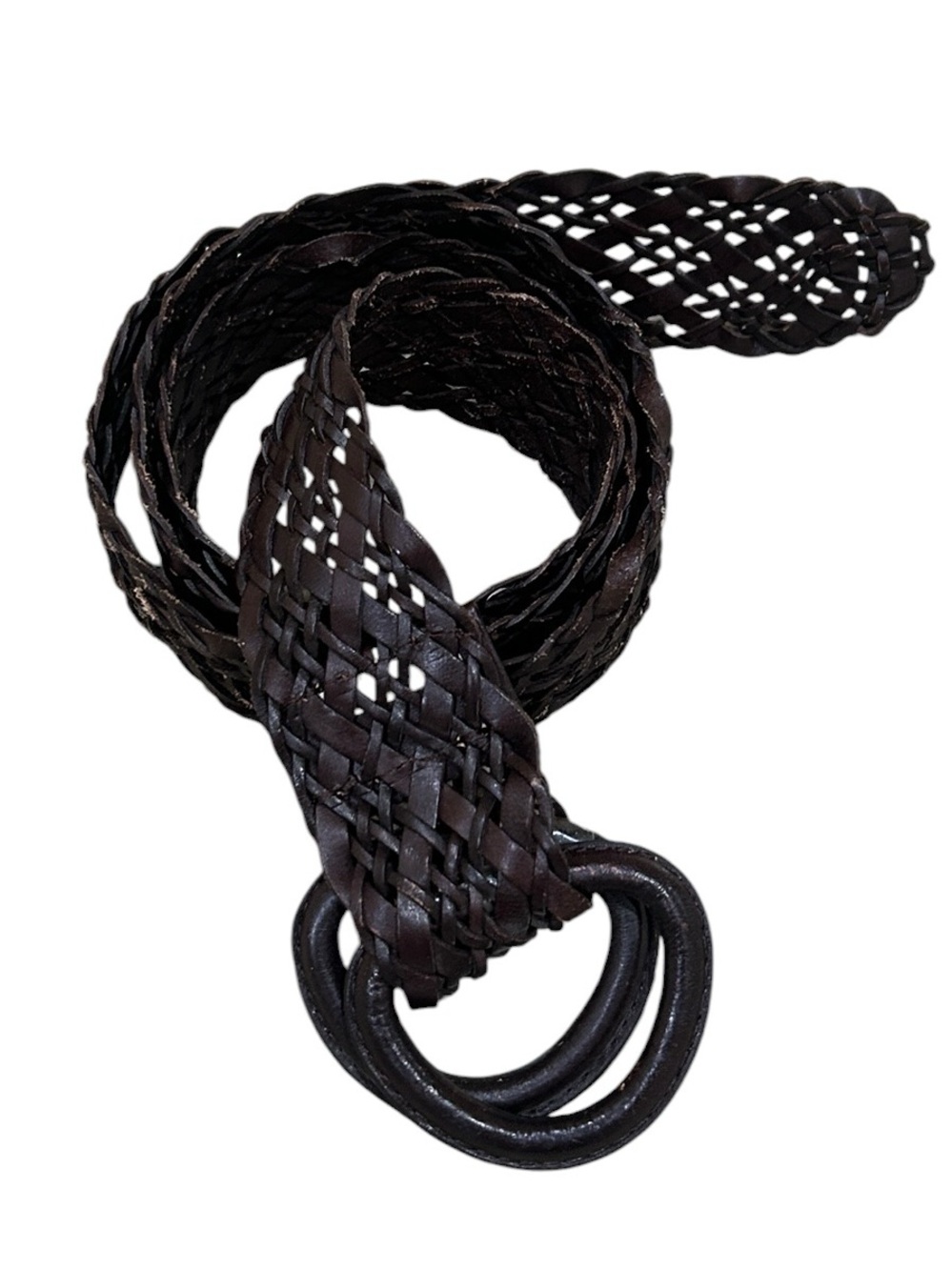 J crew Woven Double-Ring dark chocolate brown leather Belt small/medium